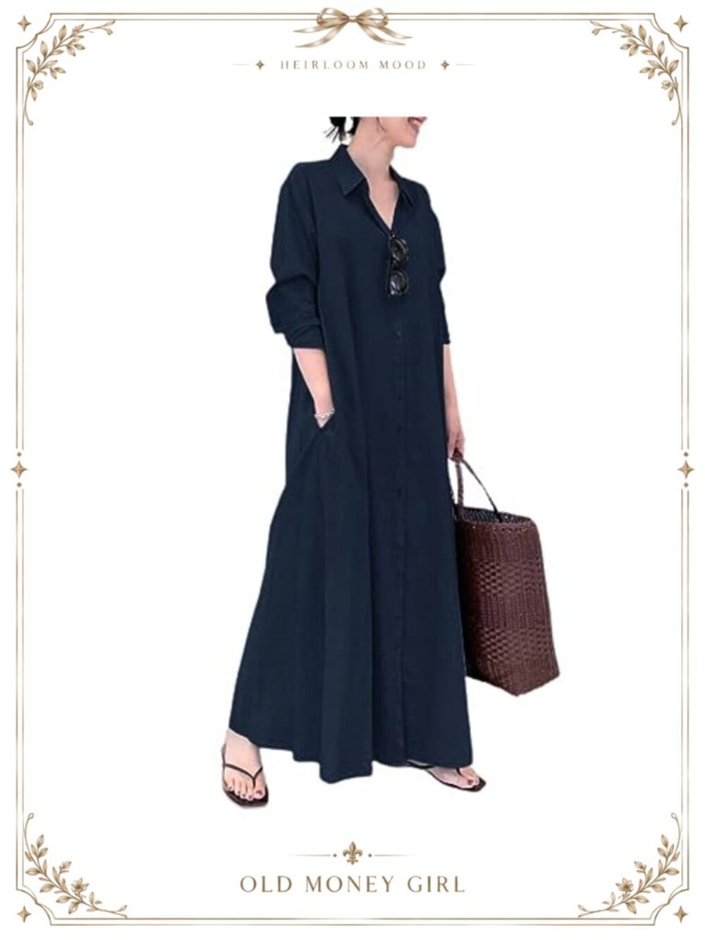 Oversized Button Up Maxi Shirt Dress with Pockets Long Sleeve Collared